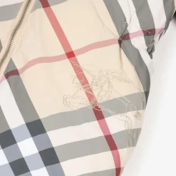 Beige Check Down Padded Baby Snowsuit