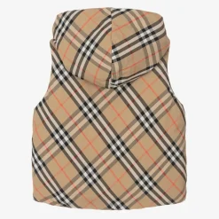 Beige Check Reversible Down Gilet