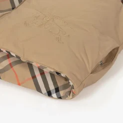 Beige Check Reversible Down Gilet