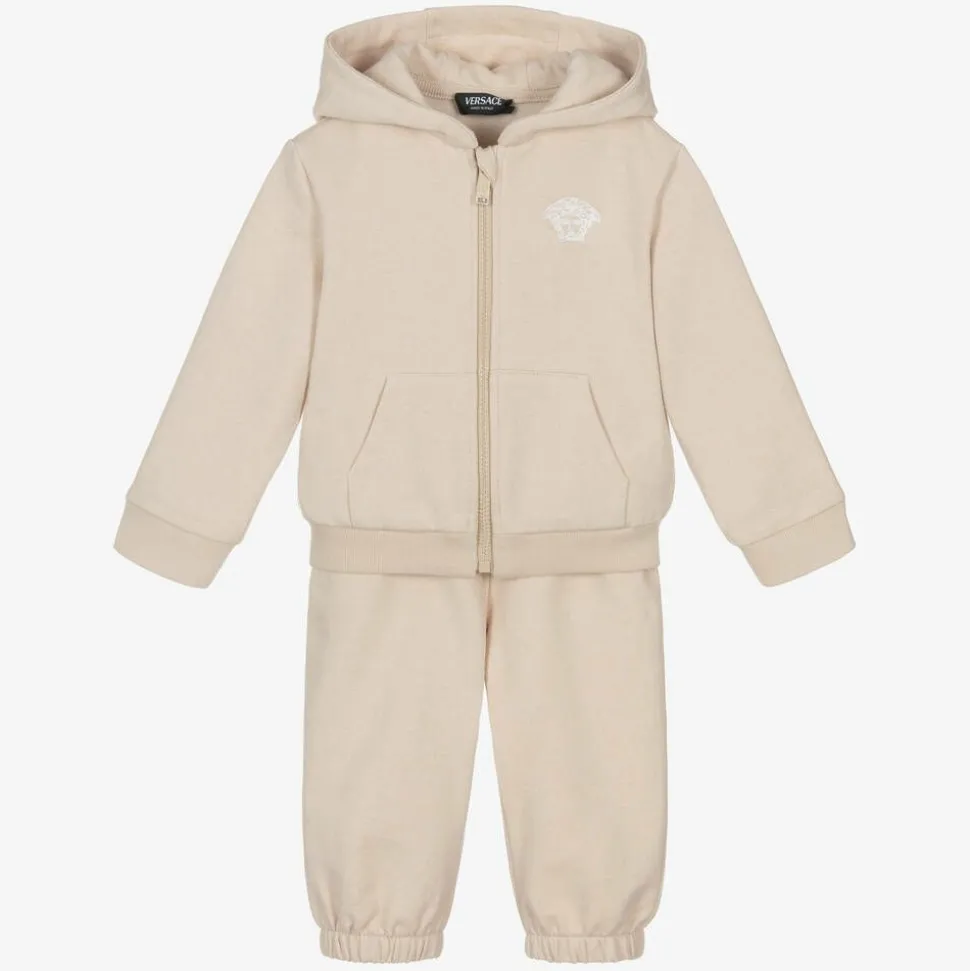 Beige Cotton & Cashmere Baby Tracksuit