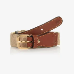 Beige Cotton & Leather Mouse Belt
