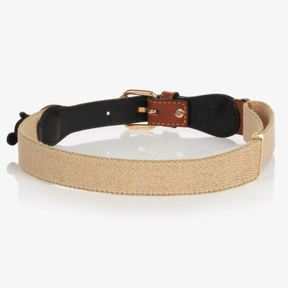 Beige Cotton & Leather Mouse Belt