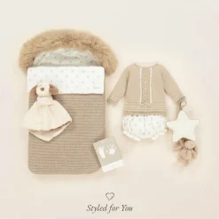 Beige Cotton & Cashmere Knitted Baby Nest (77cm)