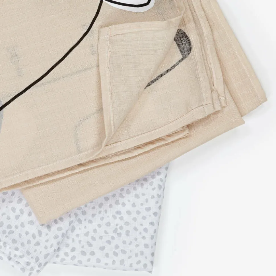 Beige Cotton Baby Milestone Swaddles (2 Pack)