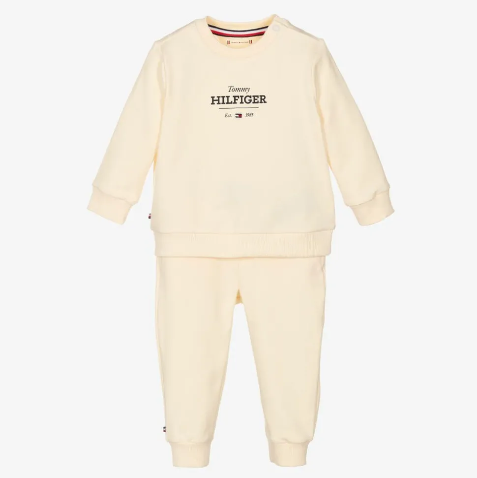 Beige Cotton Baby Tracksuit