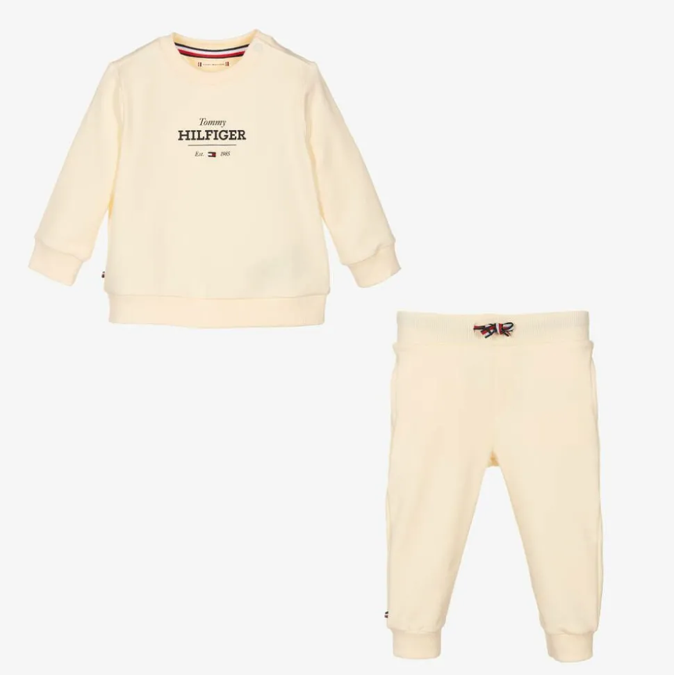 Beige Cotton Baby Tracksuit