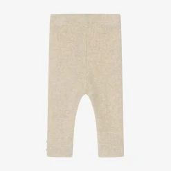 Beige Cotton Knit Leggings