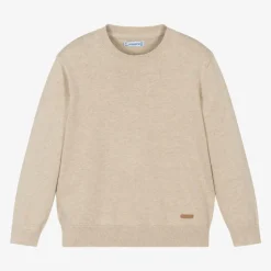 Beige Cotton Knitted Sweater
