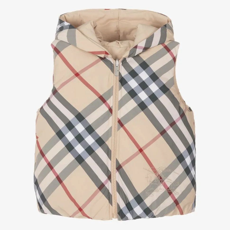 Beige Down Padded Reversible Gilet