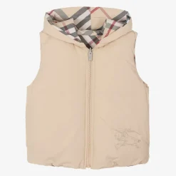 Beige Down Padded Reversible Gilet