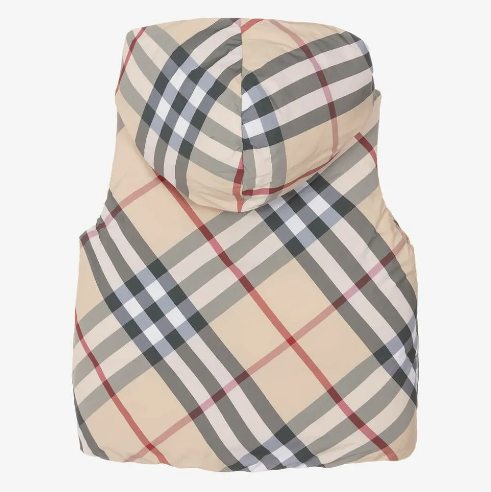 Beige Down Padded Reversible Gilet