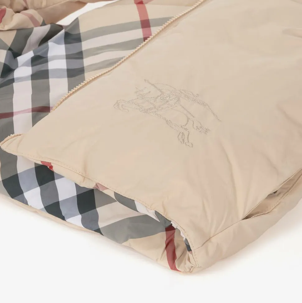 Beige Down Padded Reversible Gilet