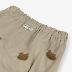 Beige Embroidered Cotton Teddy Bear Shorts