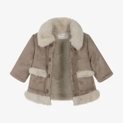 Beige Faux Suede Baby Coat