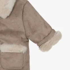 Beige Faux Suede Baby Coat