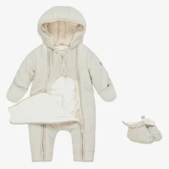 Beige Hooded Baby Snowsuit