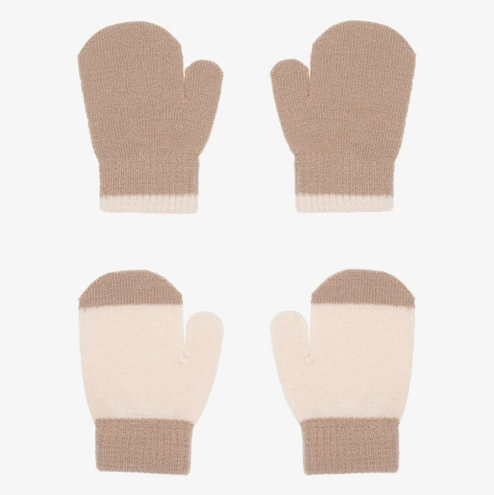 Beige Knitted Baby Mittens (2 pack)