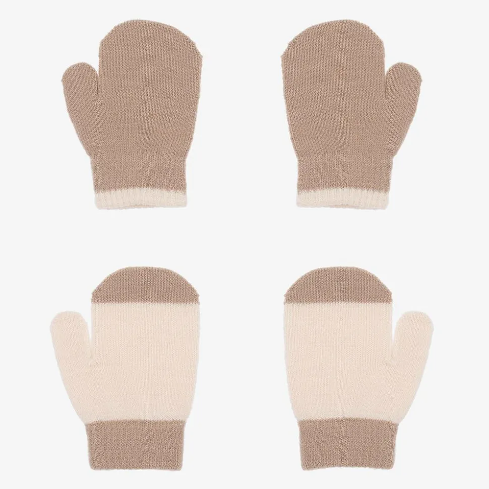 Beige Knitted Baby Mittens (2 pack)