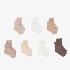 Beige Knitted Baby Socks (7 Pack)