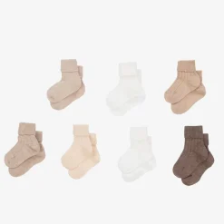 Beige Knitted Baby Socks (7 Pack)
