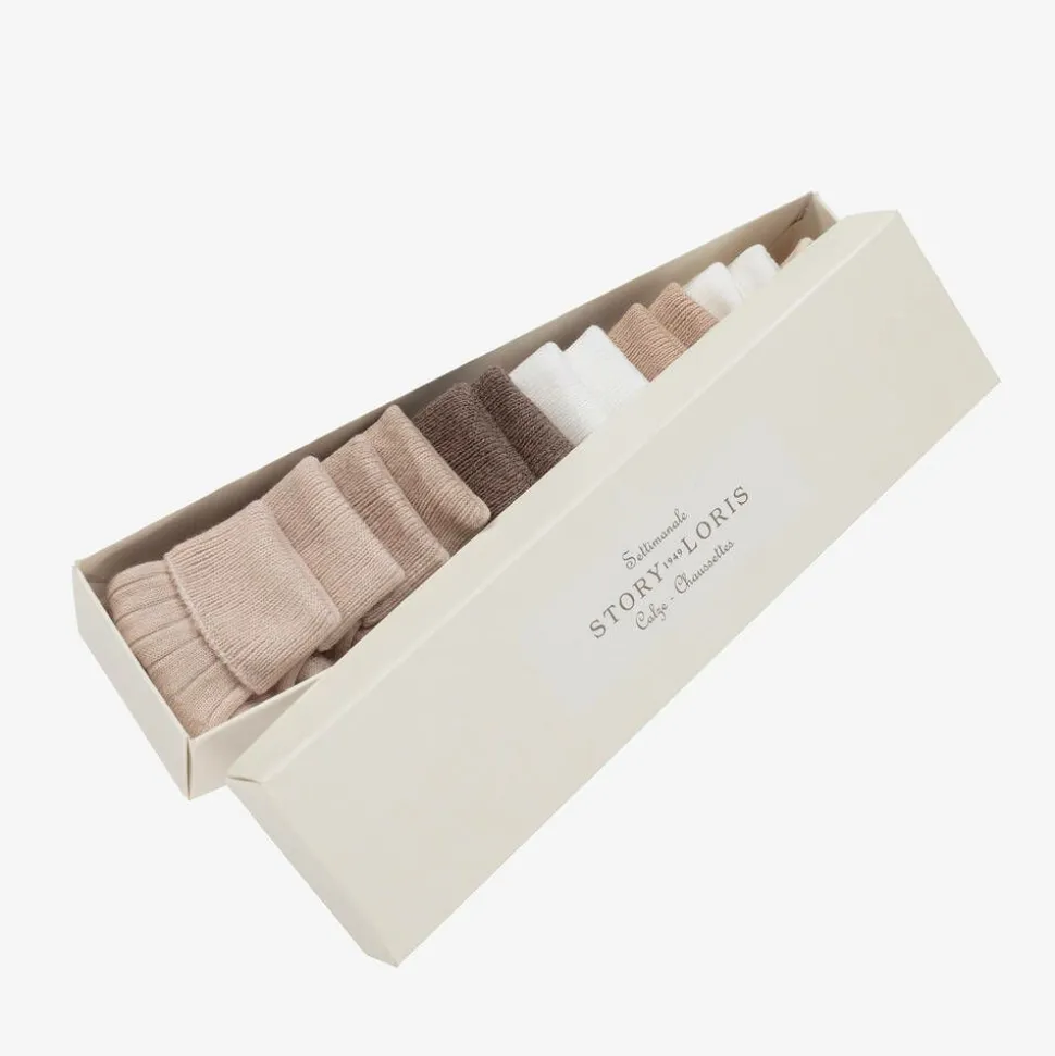 Beige Knitted Baby Socks (7 Pack)