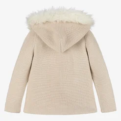 Beige Knitted Hooded Coat