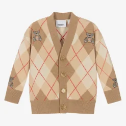 Beige Merino Wool Knit Baby Cardigan