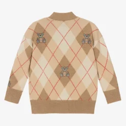 Beige Merino Wool Knit Baby Cardigan