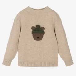 Beige Merino Wool Teddy Bear Sweater