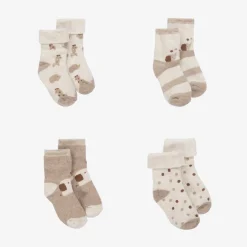 Beige Organic Cotton Baby Socks (4 Pack)