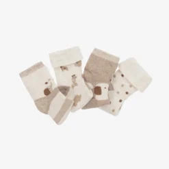 Beige Organic Cotton Baby Socks (4 Pack)