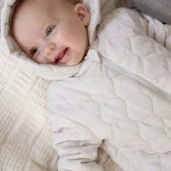 Beige Quilted Baby Snowsuit