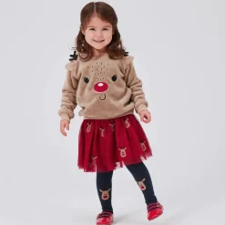 Beige Reindeer Fleece Sweatshirt