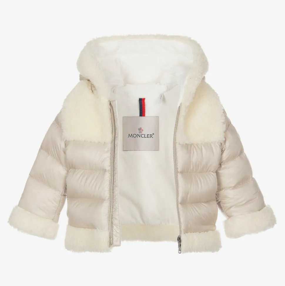 Beige Sherpa & Down Hooded Dofi Jacket