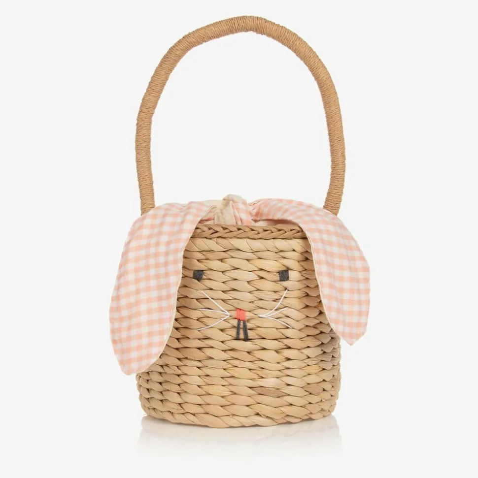 Beige Straw Bunny Basket Bag (18cm)