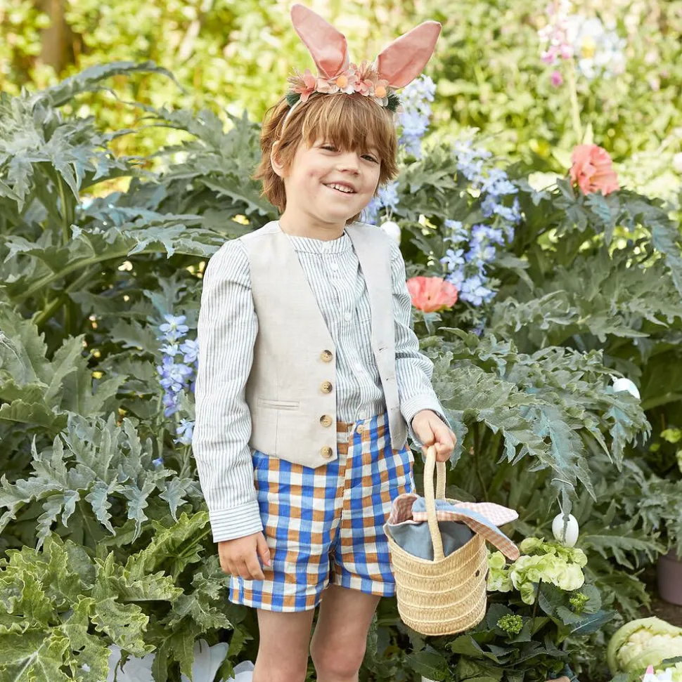 Beige Straw Bunny Basket Bag (18cm)