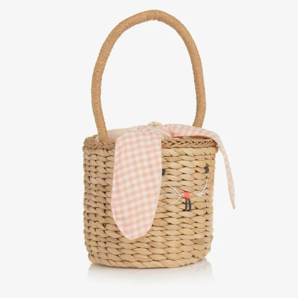 Beige Straw Bunny Basket Bag (18cm)