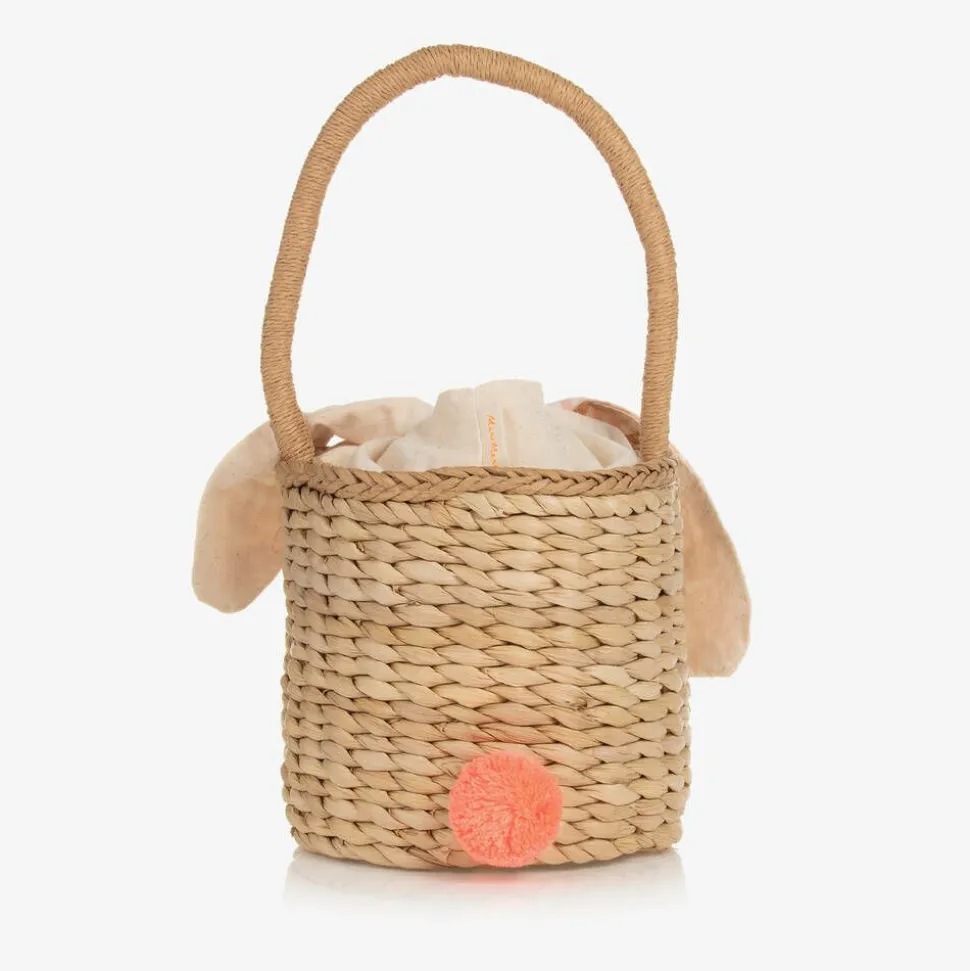 Beige Straw Bunny Basket Bag (18cm)