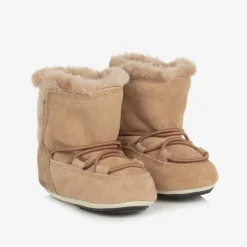 Beige Suede Baby Moon Boots