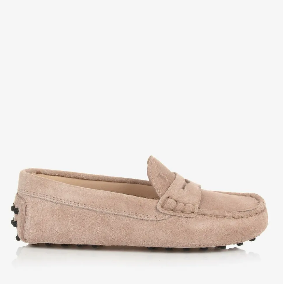 Beige Suede Leather Gommino Moccasins