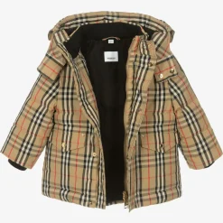 Beige Vintage Check Down Coat