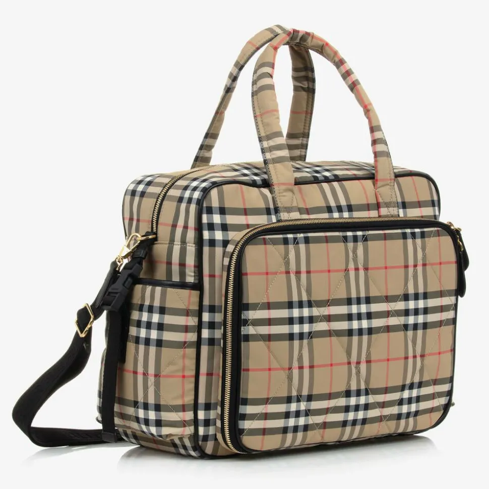 Beige Vintage Check Quilted Changing Bag (43cm)