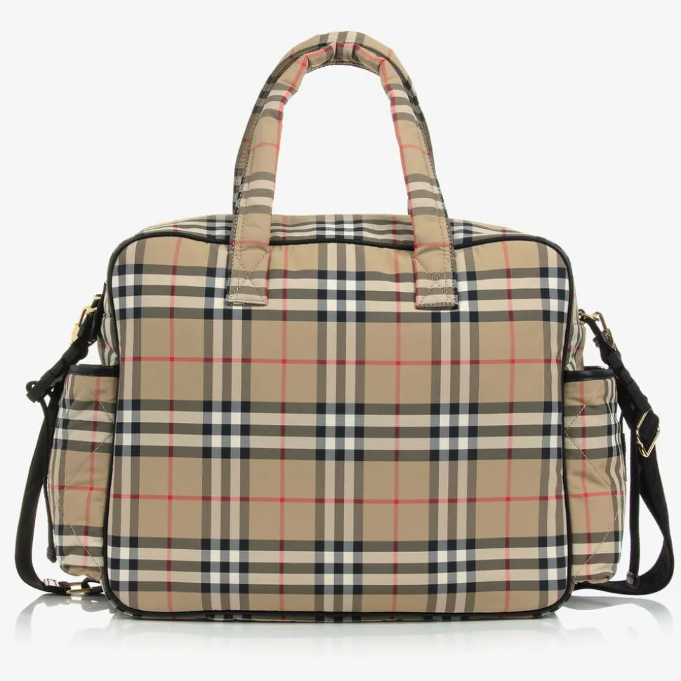 Beige Vintage Check Quilted Changing Bag (43cm)