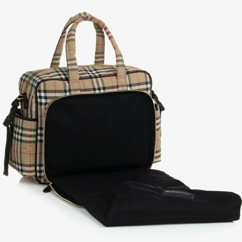 Beige Vintage Check Quilted Changing Bag (43cm)