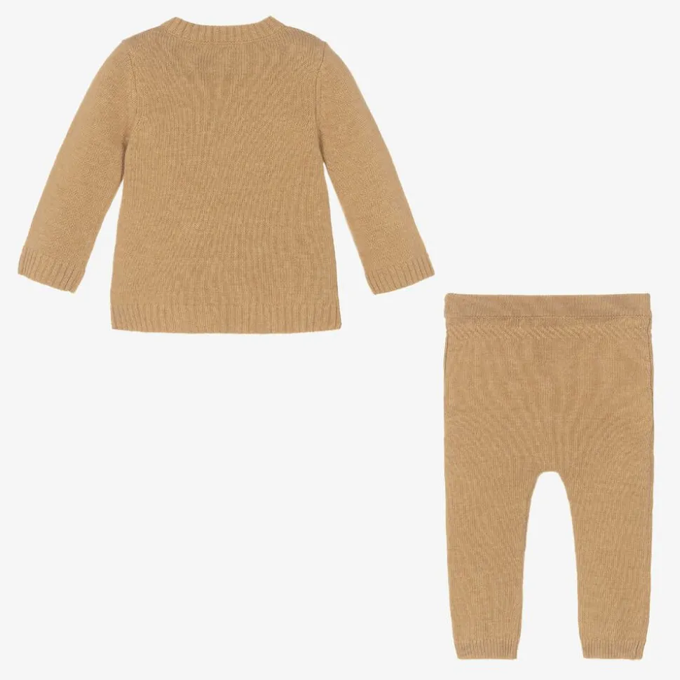 Beige Wool & Cashmere Teddy Trouser Set