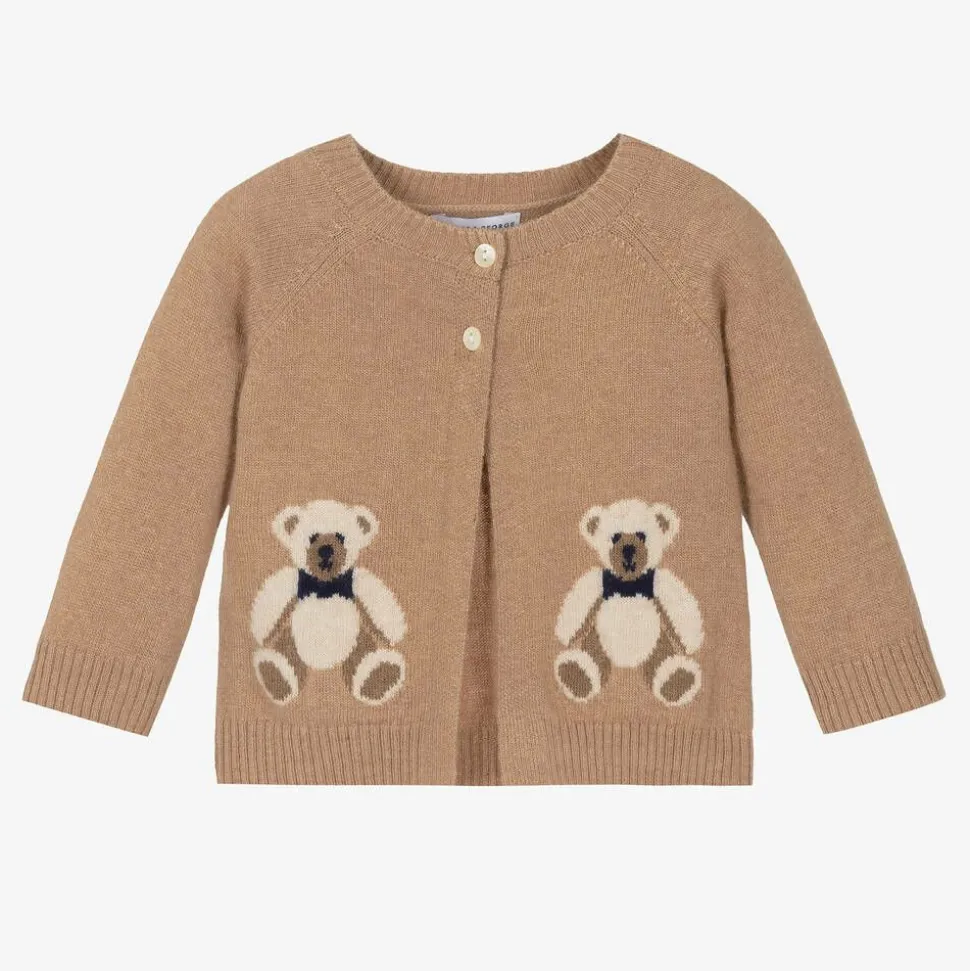 Beige Wool & Cashmere Teddy Bear Cardigan