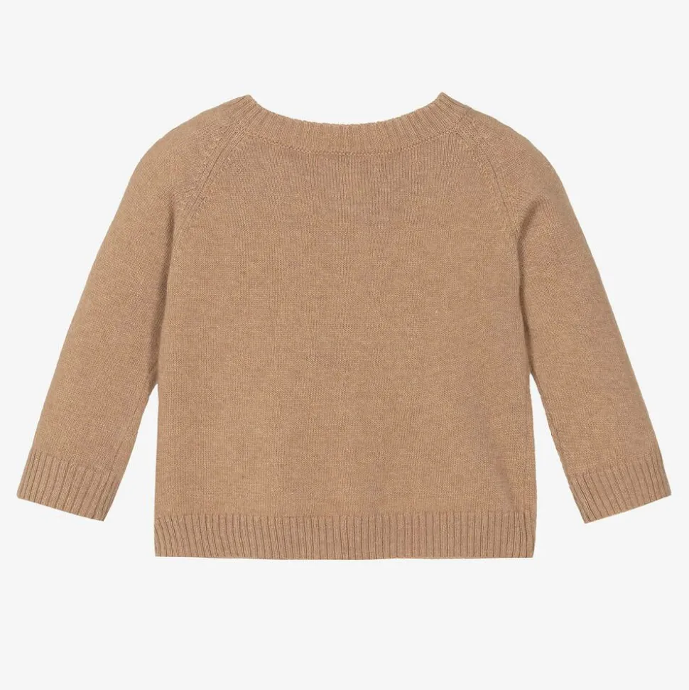 Beige Wool & Cashmere Teddy Bear Cardigan