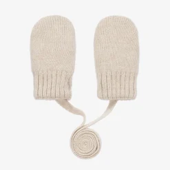 Beige Wool & Cashmere Baby Mittens