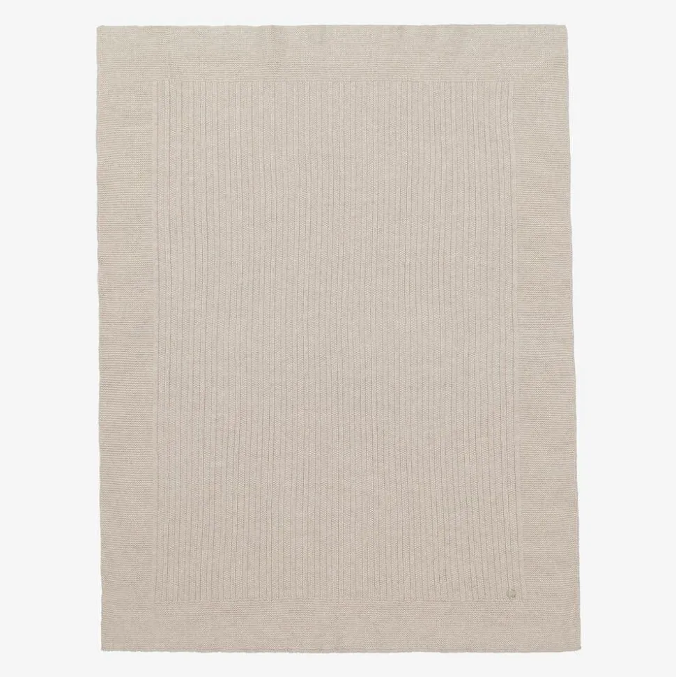Beige Wool Knit Baby Blanket (98cm)