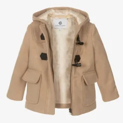 Beige Wool-Blend Duffle Coat
